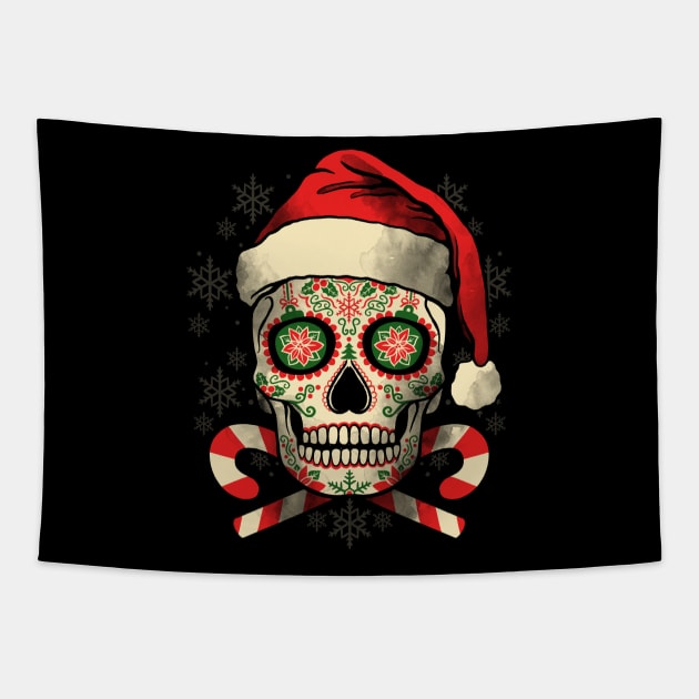 Calavera Christmas ugly sweater Tapestry by NemiMakeit