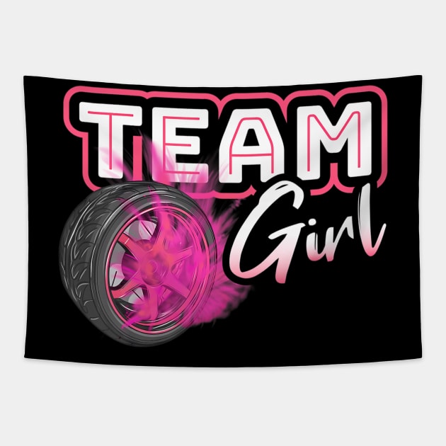 Gender Reveal Team Girl Burnouts Baby Shower Party Gift Idea Tapestry by mccloysitarh