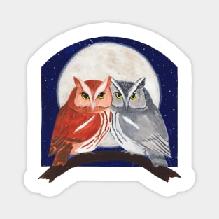 Eastern Screech Owl pair with a Full Moon Magnet