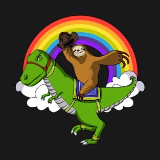 Sloth Riding T-Rex Dinosaur T-Shirt