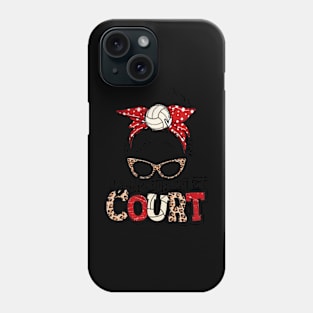 My Heart Is On That Court Volleyball Leopard Volleyball Mom Phone Case