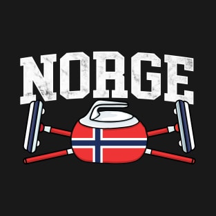 Norway Curling Broom Winter ice Sport Norwegian Flag T-Shirt