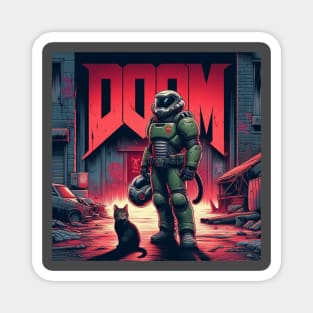 Doom guy with Doom kitty Magnet
