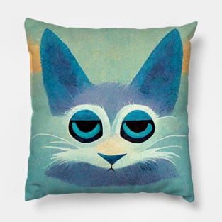 Sleepy, bored little blue cat face. Pillow