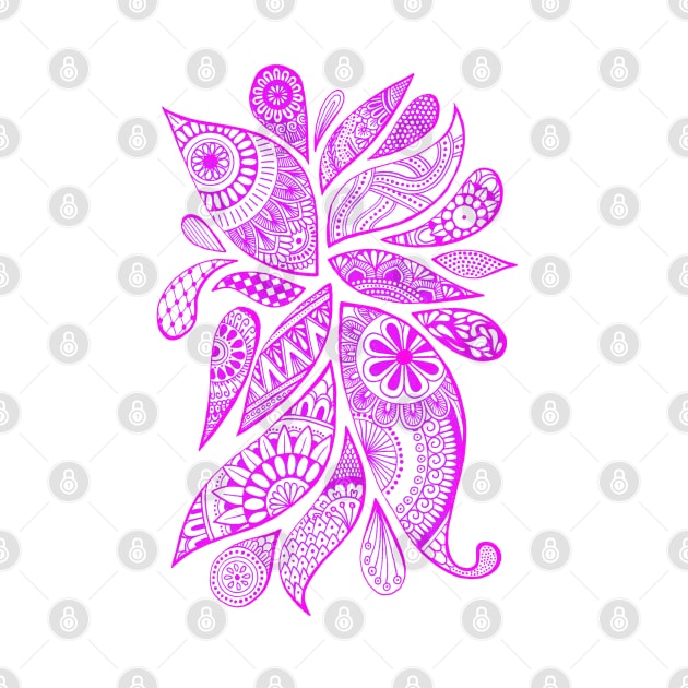 Abstract Zentangle Swirls Design (pink on white) by calenbundalas