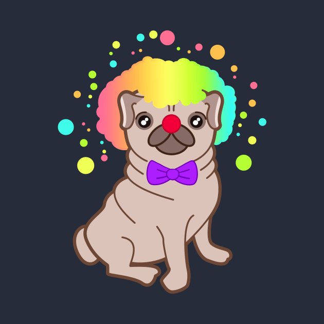 Pug dog in a clown costume by EuGeniaArt