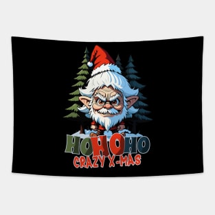 Crazy X-mas , ho ho ho Santa troll Tapestry