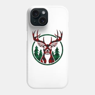 Christmas Deer Head Red Buffalo Plaid Phone Case