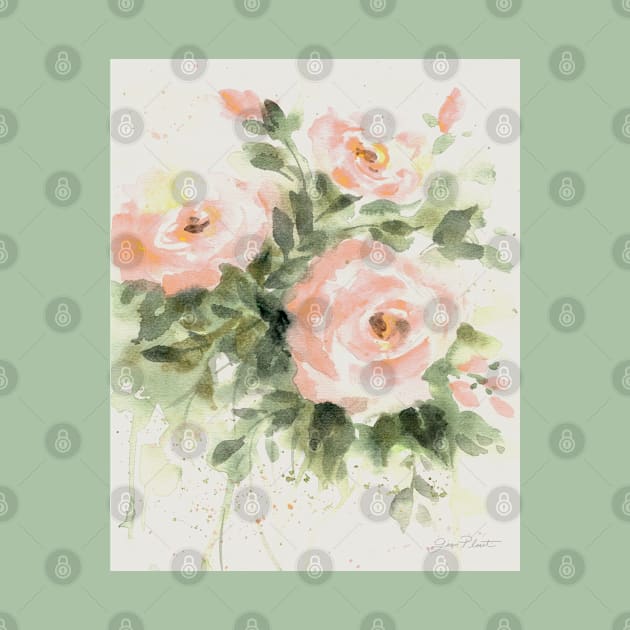 Washy Peach Roses A by Jean Plout Designs