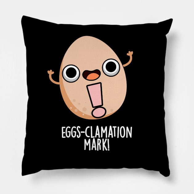 Eggs-clamation Mark Cute Egg Pun Pillow by punnybone