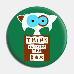 Funny cat – Think outside the box. (Chopin) – green Pin