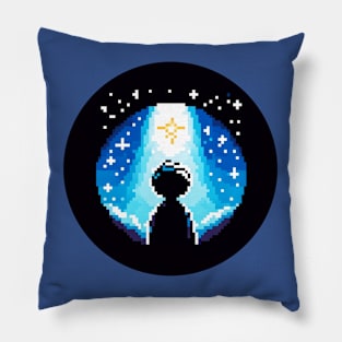 Starry Night Pixel Art - 8-Bit Night Sky Dreamscape Pillow