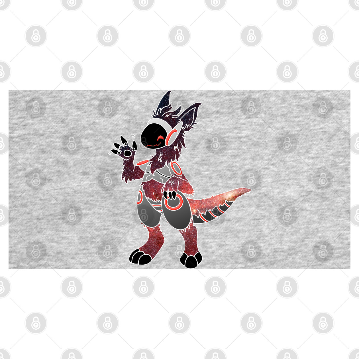 Protogen Fursuit Waving Cosmic Red stars Fursona Furry Sticker