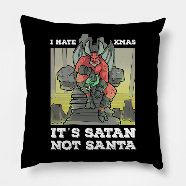 Satan Satanic Santa Claus Christmas Devil Gothic Occult Xmas Pillow by TellingTales