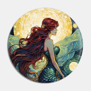 Starry Night Mermaid: Van Gogh-Inspired Underwater Symphony Pin