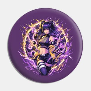Hinata Hyuga with Glowing Aura Circle Pin