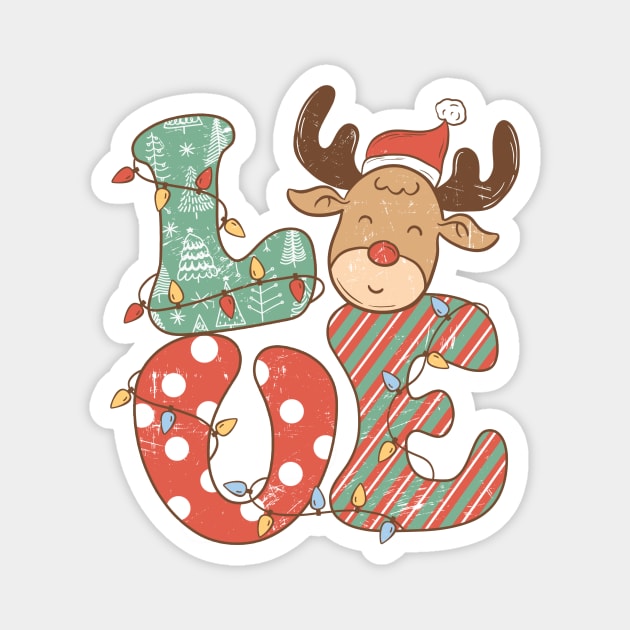 Love Reindeer Christmas Lights Magnet by The WYLD Tribe