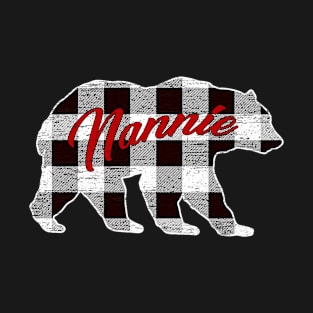 Black And White Buffalo Plaid Nannie Bear Shirt Matching Pajama Family T-Shirt