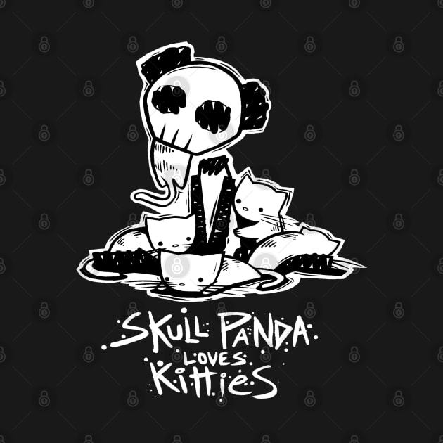 Skull Panda Loves Kitties by samandfuzzy