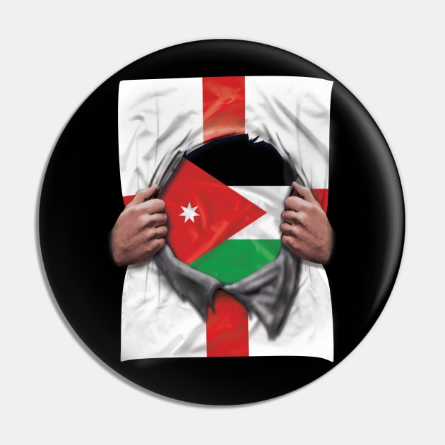 Jordan Flag English Flag Ripped - Gift for Jordanian From Jordan Pin by Country Flags