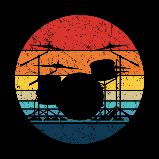 Drummer Retro Drum Set Silhouette Illustration by hobrath