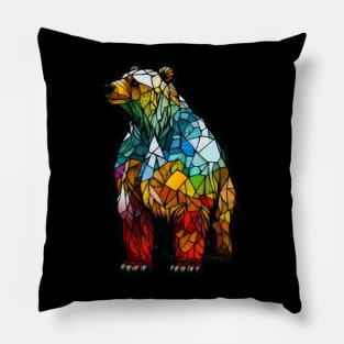 Grizzly Bear Animal Portrait Stained Glass Wildlife Outdoors Adventure Pillow