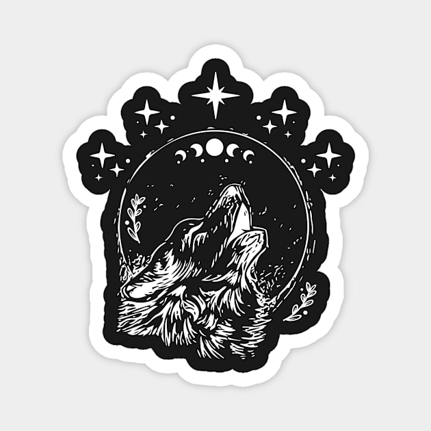 Celestial Moon Howling Wolf Magnet by soulfulprintss8