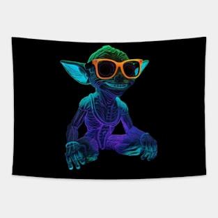 Retro Neon Gremlin T-Shirt | Vintage 80s Fantasy Graphic Design | Glowing Gremlin Tapestry