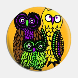 Psychedelic Hippie Owls Pin