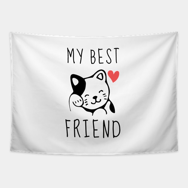 Kitty Cat best friend Shirt Animal Lover Halloween October Bunny Animals Dog Cat Pets Sarcastic Funny Meme Happy Fun Introvert Awkward Geek Hipster Silly Inspirational Motivational Birthday Present Tapestry by EpsilonEridani