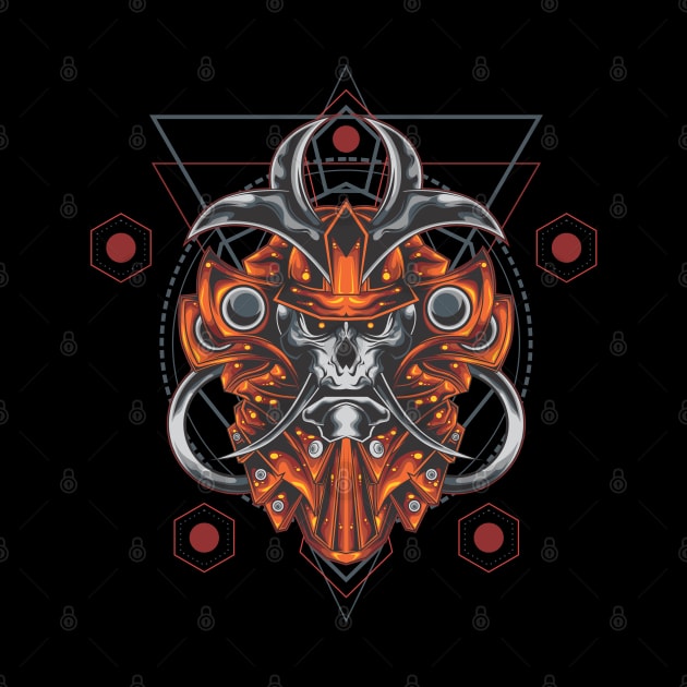 SAMURAI SKULL SACRED GEOMETRY by sugiartoss_