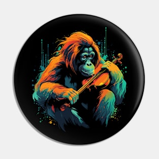 Orangutan Playing Violin Pin