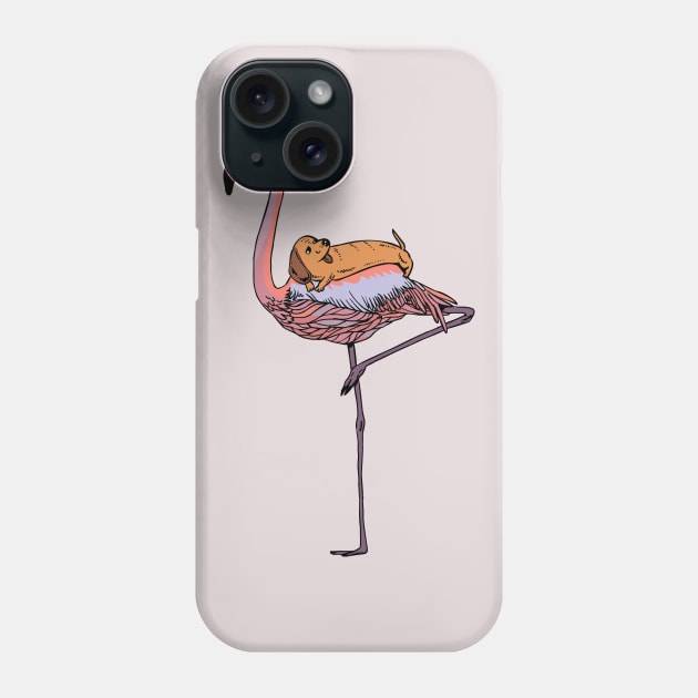 Flamingo and Dachshund Phone Case by huebucket