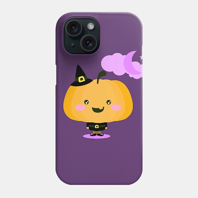 Halloween pumpkin in witch costume Phone Case by EuGeniaArt