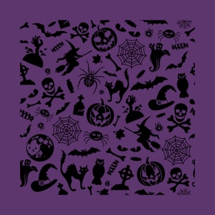 Halloween wallpaper with all icons T-Shirt