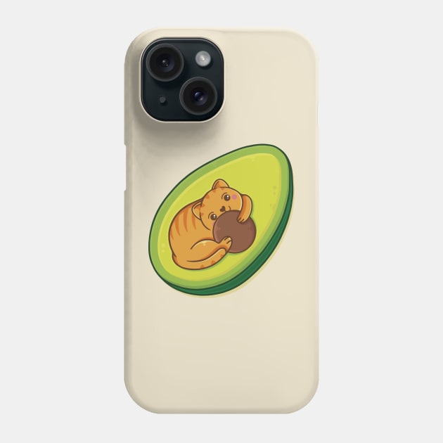 avocado cat grain holding Phone Case by Mako Design 