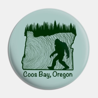 Coos Bay Oregon wood grain Bigfoot Pin