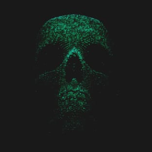 Green Binary Skull - Hacker T-Shirt