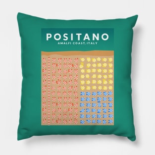 Positano, Amalfi Coast, Italy Travel Poster Pillow