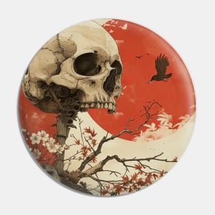 hawk, moon and skull Pin