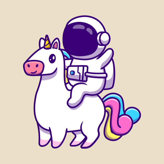 Cute Astronaut Riding Unicorn Horse Cartoon by Catalyst Labs