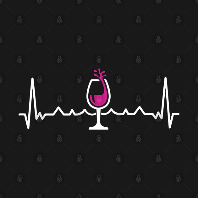 Wineglass Heartbeat For Wine Moms by TabbyDesigns