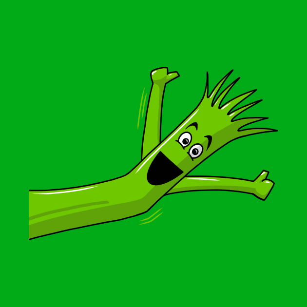 Green Wacky Waving Tube Man Portrait by y30artist