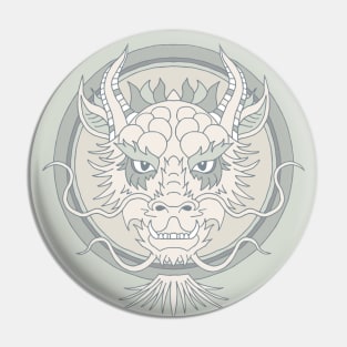 chinese dragon face in gray Pin