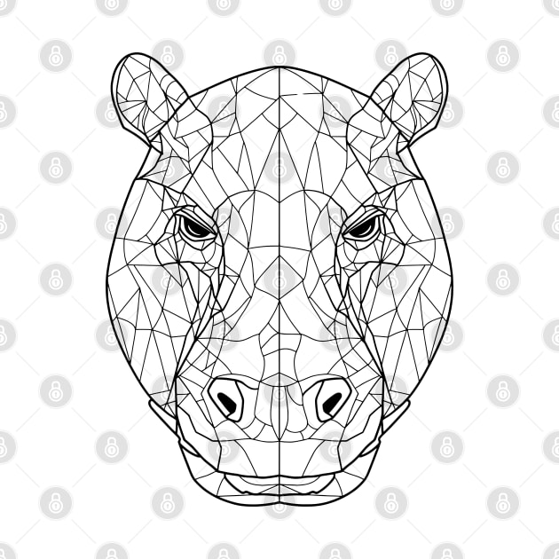 Geometric Hippopotamus: Abstract Line Art by AmandaOlsenDesigns