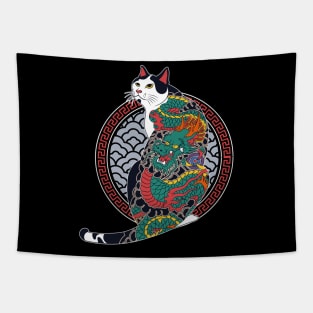 yakuza japanese tattoo cat Tapestry