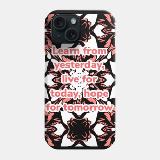 Orange, black, and white abstract print with anonymous quote Phone Case