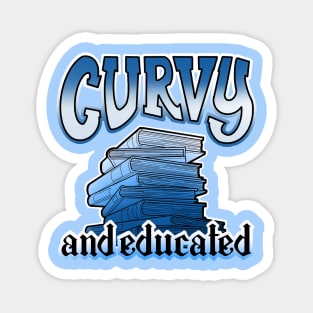 Curvy and educated, stack of blue books Magnet