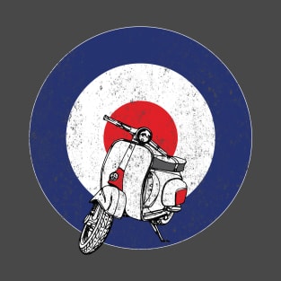 MOD Scooter and Roundel in a distressed vintage style T-Shirt