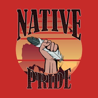 Native pride fist and feather retro T-Shirt